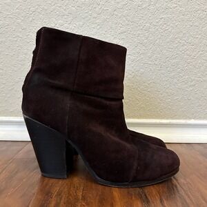 RAG & BONE Newbury Suede Ankle Boots Heeled Booties in Burgundy